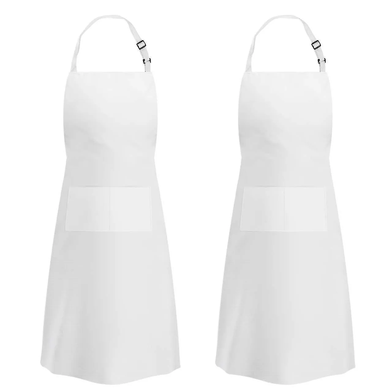 2 Pack Unisex Delantal de Babero Ajustable Con 2 Bolsillos Cocina Cocina Chef Delantales de Algodón