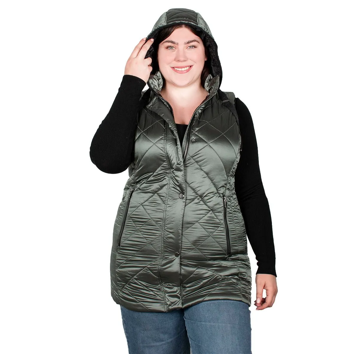 Chaleco Con Gorro Desmontable Mujer Plus Size