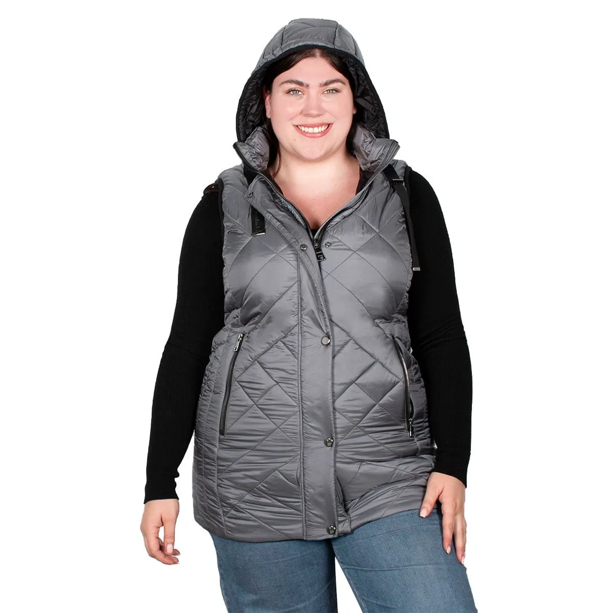 Chaleco Con Gorro Desmontable Mujer Plus Size