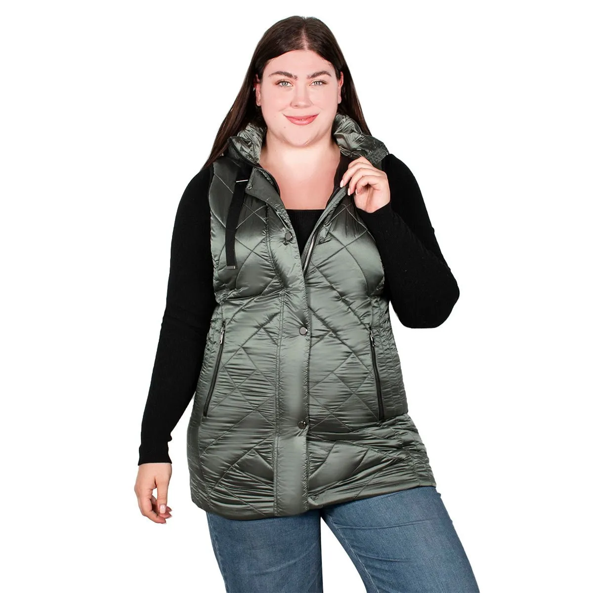 Chaleco Con Gorro Desmontable Mujer Plus Size