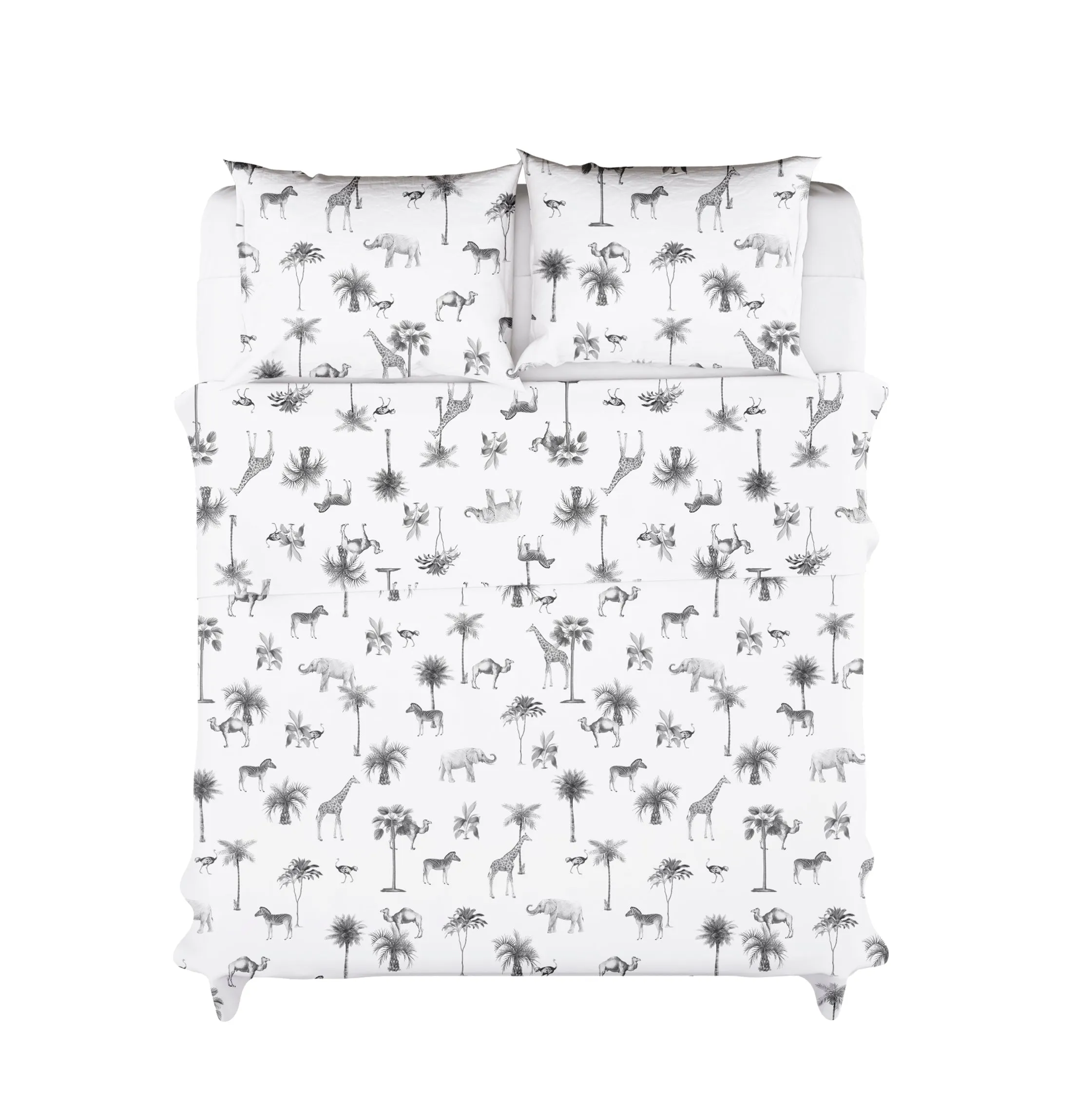 Funda Nórdica Reversible Percal 200h Cama 180 - Blanca Animales