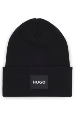 Gorro de punto de algodón con etiqueta con logo