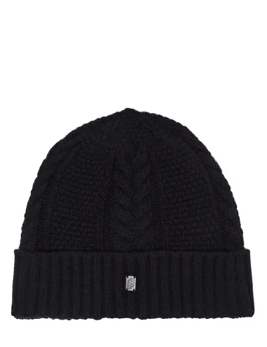 Gorro negro de lana trenzada