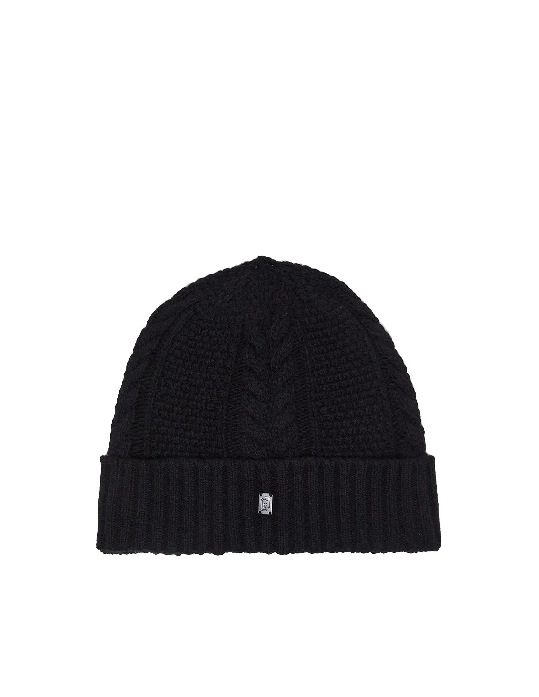 Gorro negro de lana trenzada