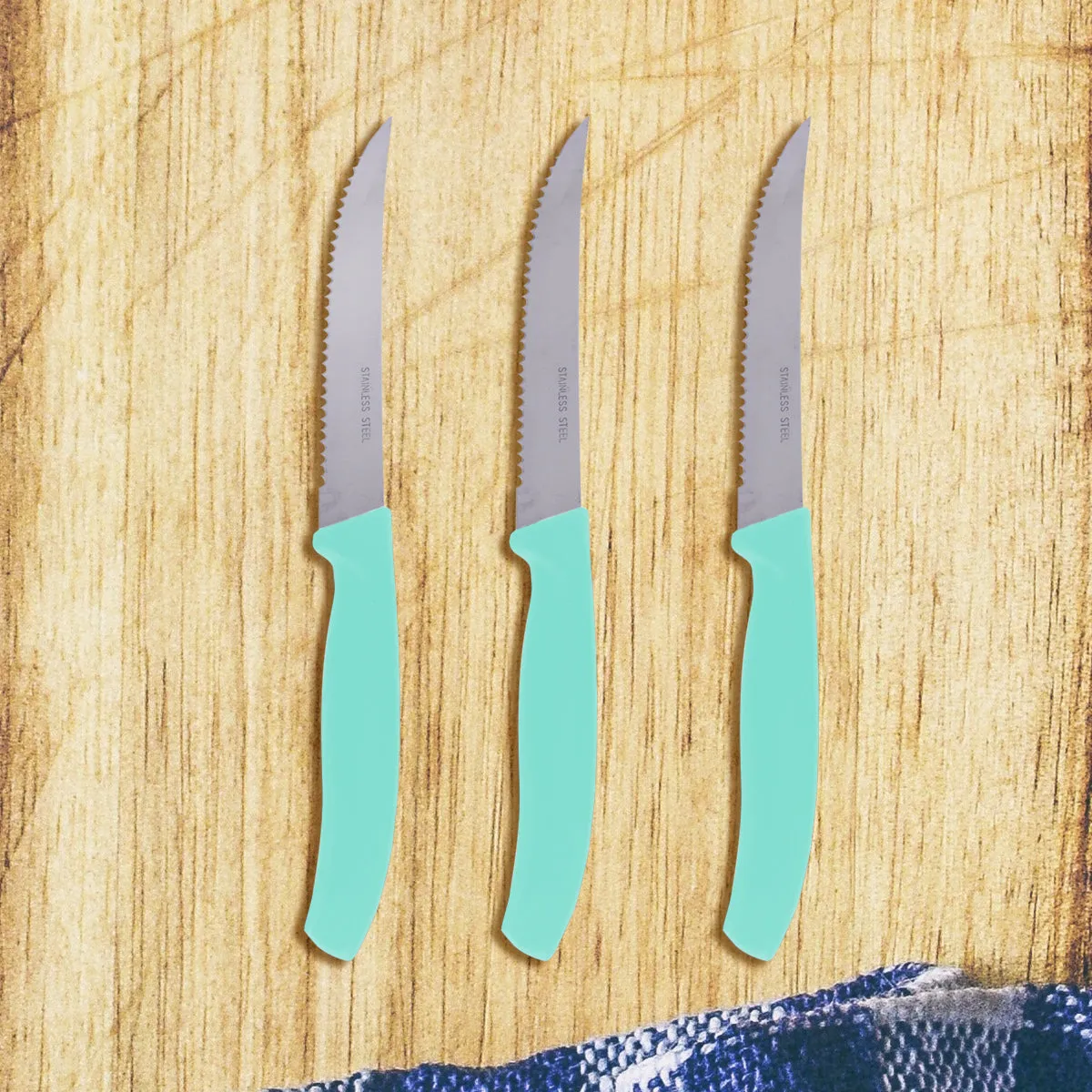 Set de Cuchillos para Cocina, color Aqua, 3 pzas